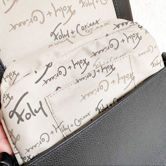 Foley + Corinna Plated Mini Leather Chain Crocodile Small Crossbody Bag Black - Picture 11 of 16